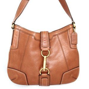 COACH Nutmeg Brown Hampton Leather Slim Hobo Shoulder Bag